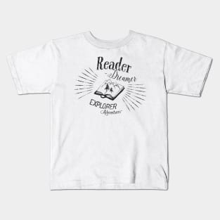 "Reader Dreamer Explorer Adventurer" Books Kids T-Shirt